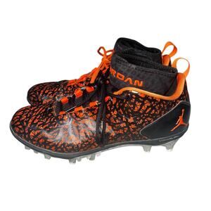 Jordan Lunarlon Orange Black Silver arch bream propulsion football cleats 10.5